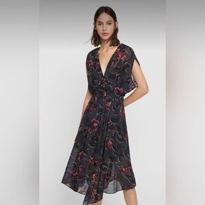 All Saints Sheer Floral Dress with Attached Slip